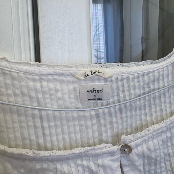 Wilfred White Ruffled Button-Front Blouse - Picture 2 of 3